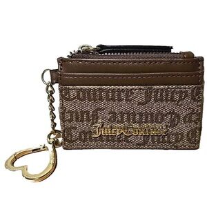 Juicy Couture Brown Monogram Wallet Card Holder Keychain Heart